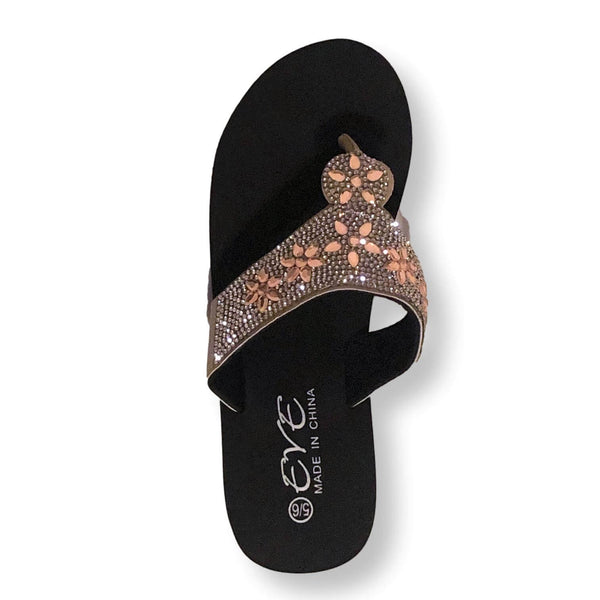 Womens Sandals Rhinestone Flip Flops Shoes For Women, Black/Blue/Brown, Size 5-11 - FPI Ventures