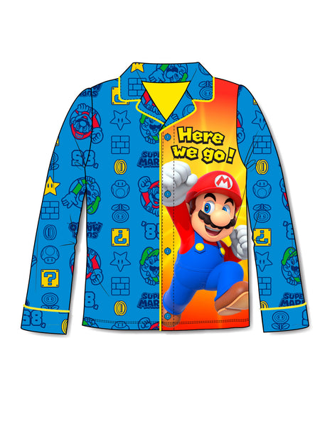 Mario Boys Pajama Outfit Coat Style PJs 2pc Pajamas Set, 4-10, Blue - FPI Ventures