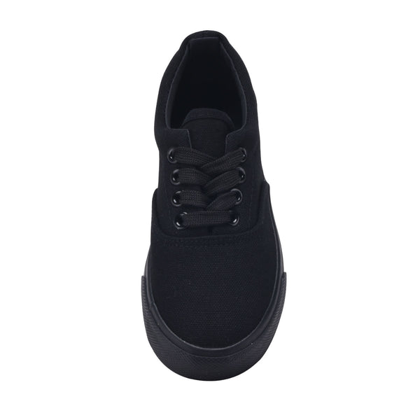 Boys' Sneaker Low Profile Lace-Up Kids Tennis Shoe, Solid Black & Black Denim, Size 10-4 - FPI Ventures