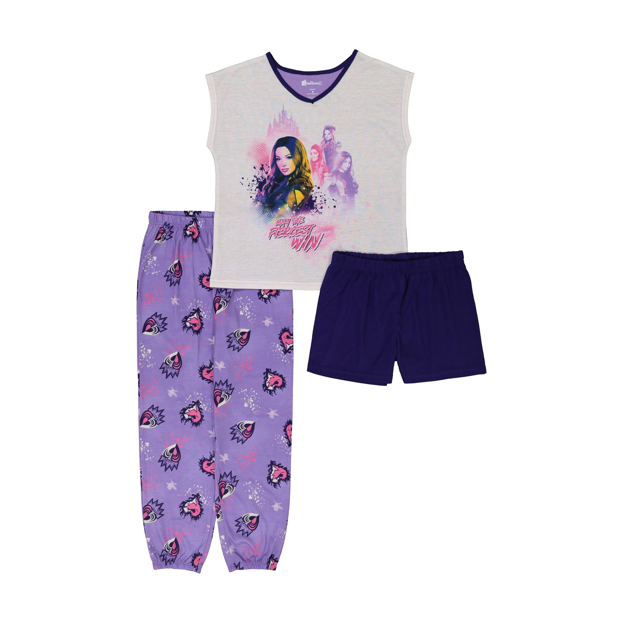 Descendants Girls Pajamas Disney Short Sleeve Kids PJs 3 Piece Set - FPI Ventures