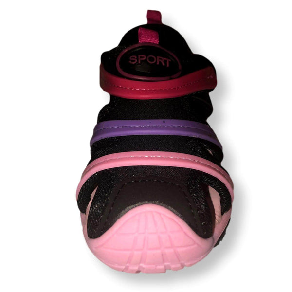 Girls Sandals Rainbow Shoes Toddler and Little Kids Closed Toe Sandal, Black Pink, Size 9-13 - FPI Ventures
