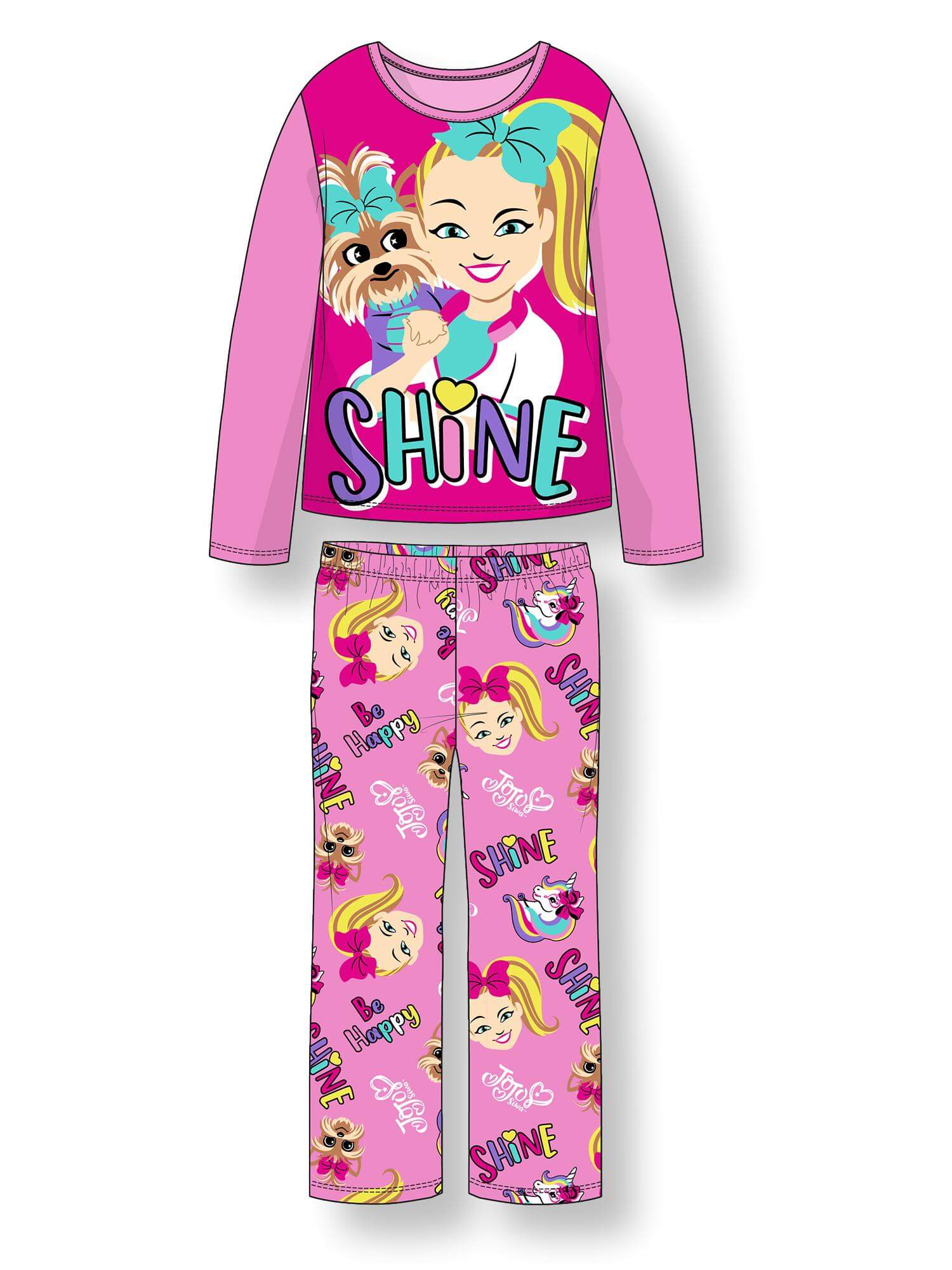 Jojo Siwa Girls' Pajama Outfit Kids 2pc Fleece PJ Set, 4-10, Pink