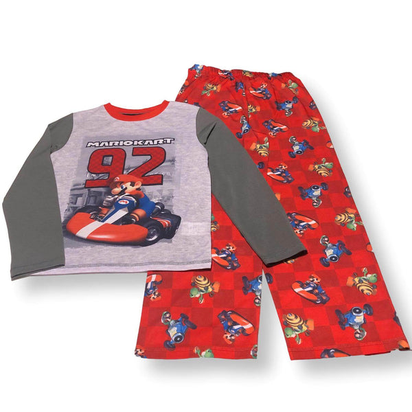 Mario Kart Boys Pajama Set Little Big Kids 2PC PJs, XS-L, Gray - FPI Ventures