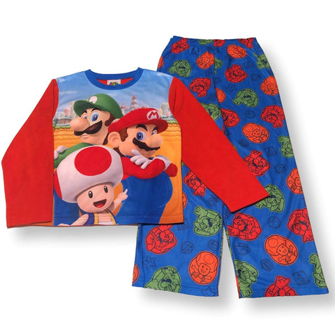 Super Mario Boys' Pajama Set Kids 2pc Fleece PJs, 4-10, Red - FPI Ventures