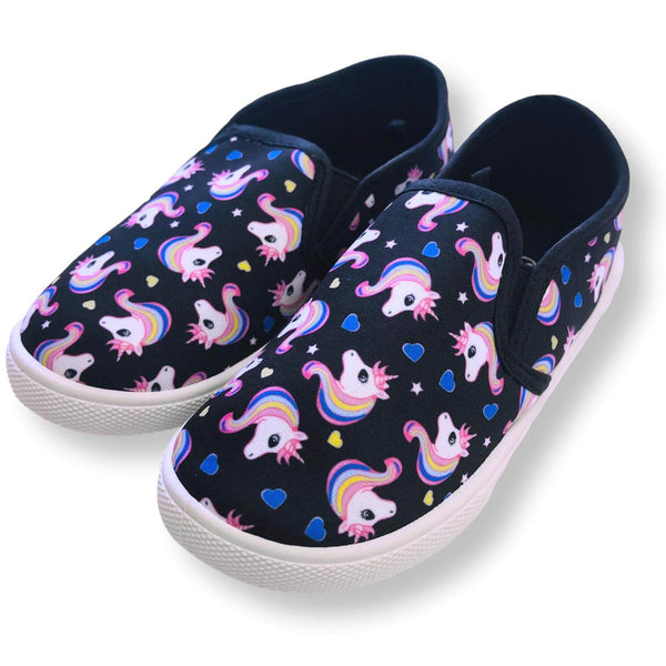 Toddler Slip On Shoes for Girls Unicorn Canvas Kids Sneakers - FPI Ventures