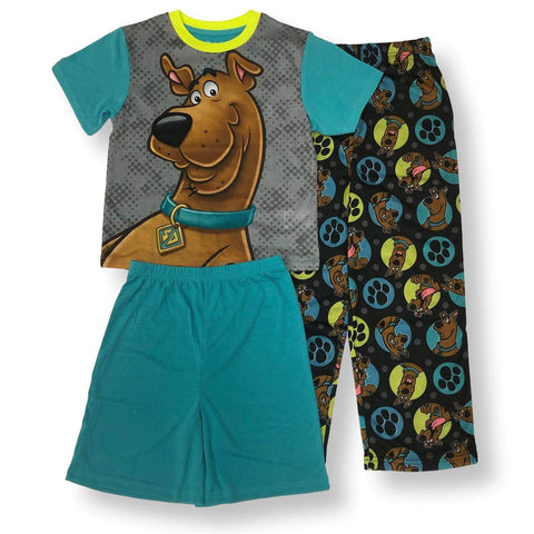 Scooby Pajamas for Boys Short Sleeve Scooby Doo Kids PJs 3 Piece Set - FPI Ventures