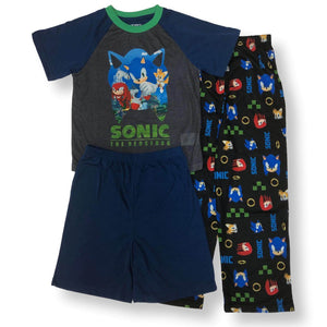Sonic the Hedgehog Pajamas for Boys Short Sleeve Kids PJs 3 Piece Set - FPI Ventures