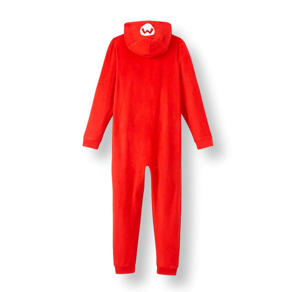 Super Mario Boys Onesie Pajamas Hooded One-Piece Blanket Sleeper, XS-L, Red - FPI Ventures
