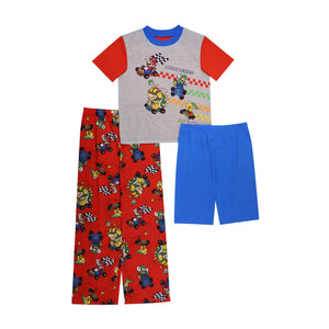 Mario Kart Boys Pajamas Short Sleeve Kids PJs 3pc Set - FPI Ventures