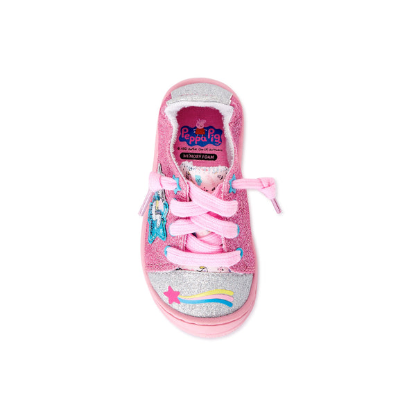 Peppa Pig Toddler Girls Shoes Bump Toe Sneakers, 7-12, Glitter Pink - FPI Ventures