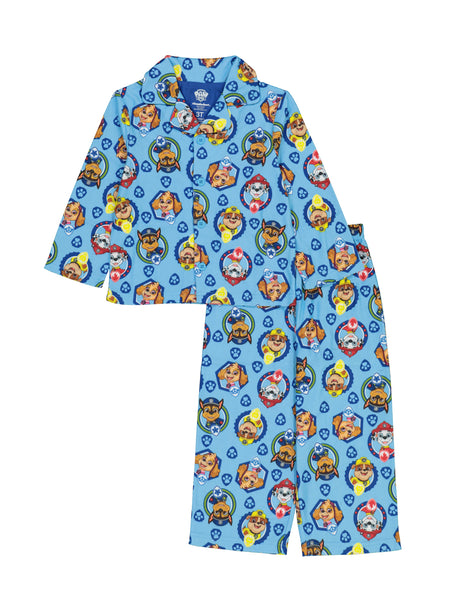 PAW Patrol Toddler Boys Pajama Set, Long Sleeve Coat-Style Top and Pants 2PC PJ Outfit, 2T-4T, Blue - FPI Ventures
