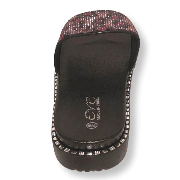 Womens Slide Sandal Shoes Rhinestone Flip Flop Platform Sandals,Purple/Pink/Gold, Size 5-10 - FPI Ventures
