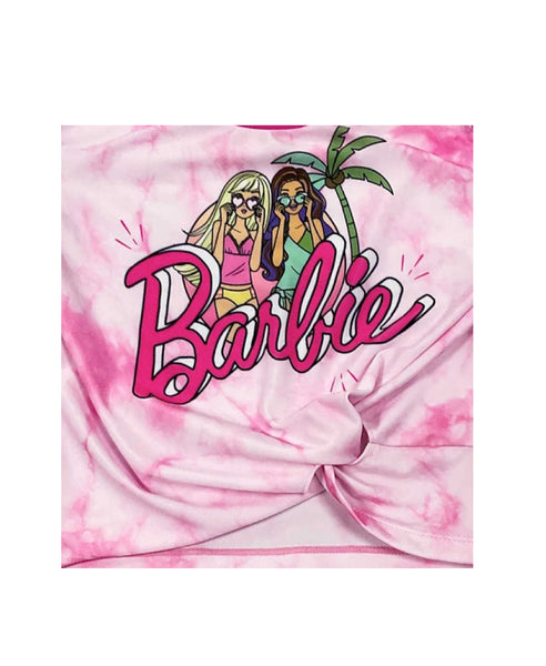 Barbie Girls Swimsuit Pink Tie Dye Rashguard and Bikini Bottom Set Two Piece - FPI Ventures