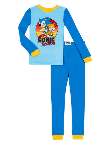 Sonic the Hedgehog Pajama Set, Boys Long Sleeve Cotton PJ's, 4-10, Light Blue - FPI Ventures