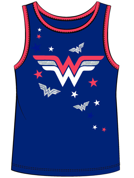 Wonder Woman Girls Tee and Short Outfit 3PC Clothing Sets, 4-6X, Blue - FPI Ventures