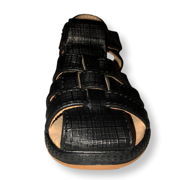 Boys Sandals Toddler Faux Leather Velcro Shoes, Black and Brown, Size 5-10 - FPI Ventures