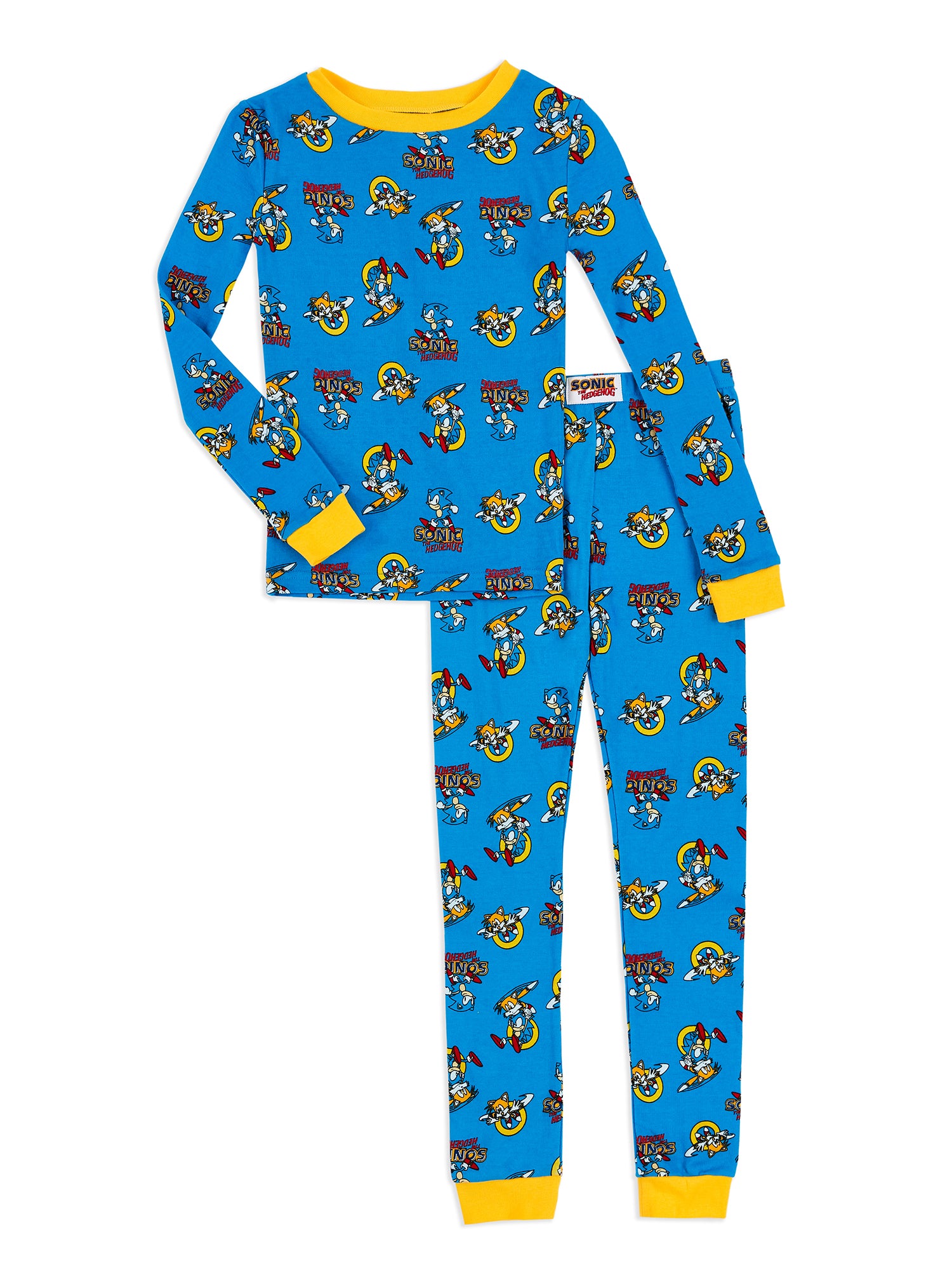 Sonic the Hedgehog Pajama Set, Boys Long Sleeve Cotton PJ's, 4-10