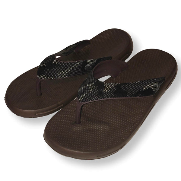 Mens Thong Sandals Camo Flip Flop Shower Shoes, Black, Brown and Gray, Size 7-12 - FPI Ventures