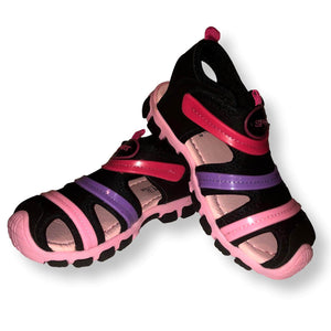 Girls Sandals Rainbow Shoes Toddler and Little Kids Closed Toe Sandal, Black Pink, Size 9-13 - FPI Ventures