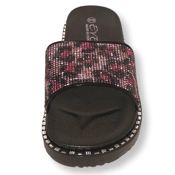 Womens Slide Sandal Shoes Rhinestone Flip Flop Platform Sandals,Purple/Pink/Gold, Size 5-10 - FPI Ventures