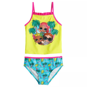 LOL Dolls Tankini Swimsuit Girls Tankini Top and Bikini Bottom Set Two Piece - FPI Ventures