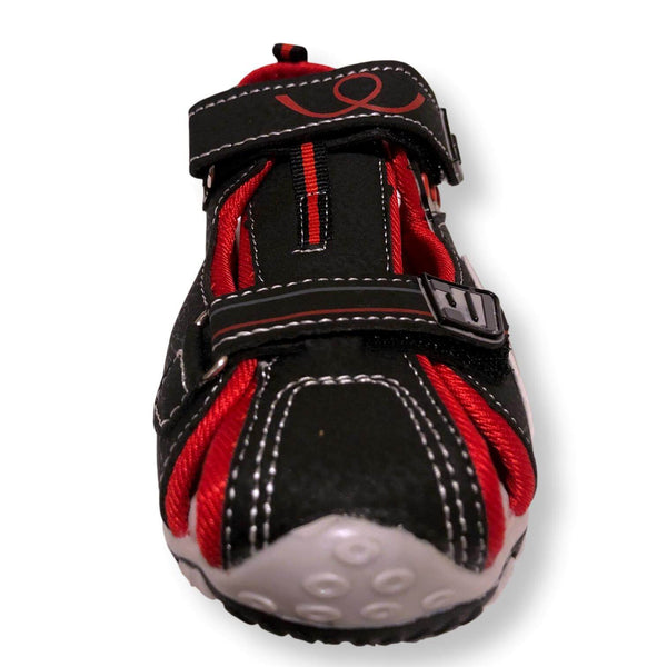 Boys Sandals Velcro Shoes Toddler and Little Kids Closed Toe Sandal, Black Red and Brown Orange, Size 9-13 - FPI Ventures