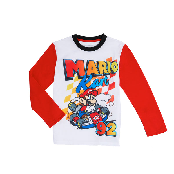 Mario Kart Boys Pajamas Set, Long Sleeve Little Big Kid PJ's, 2-Piece Mario Sleepwear, 4-12 - FPI Ventures