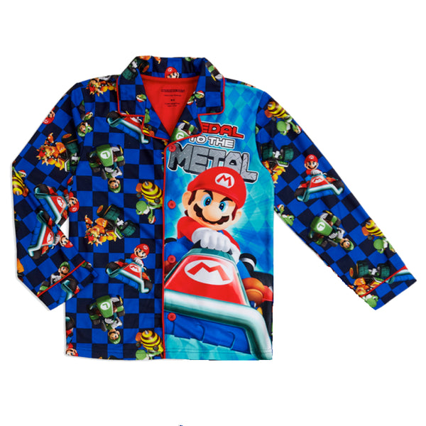 Mario Boys Pajama Coat Set, Long Sleeve Little Big Kid PJ's, 2-Piece Sleepwear, 4-12 - FPI Ventures