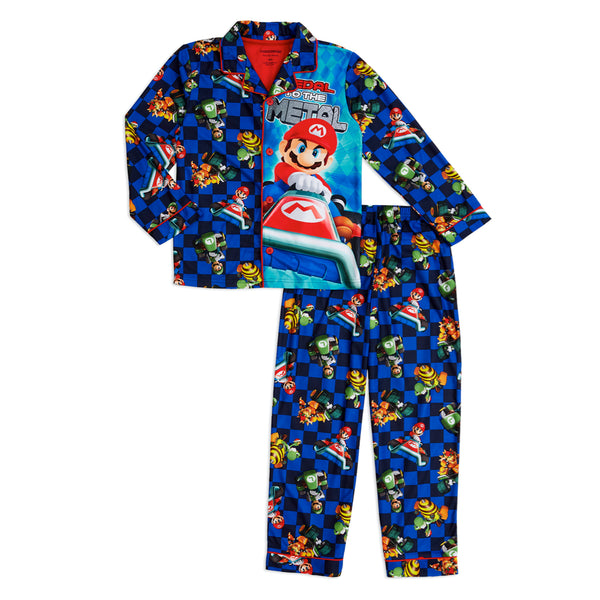 Mario Boys Pajama Coat Set, Long Sleeve Little Big Kid PJ's, 2-Piece Sleepwear, 4-12 - FPI Ventures