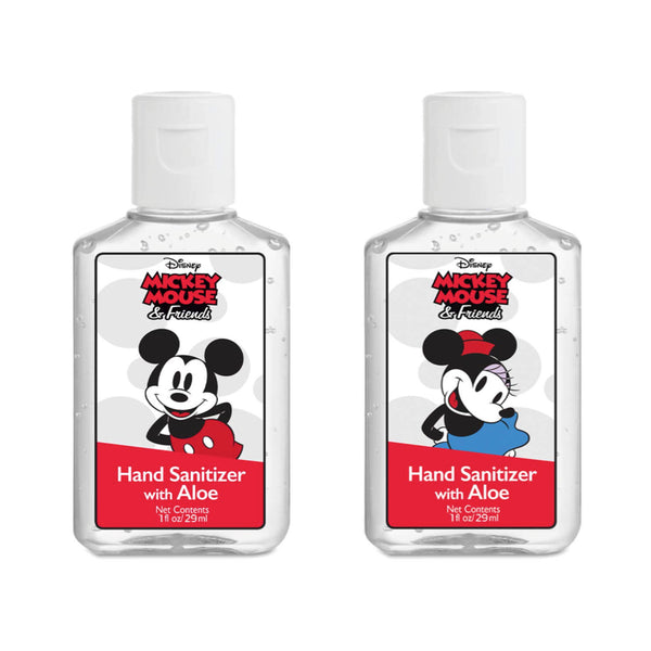 Mickey and Minnie Mouse Kids Hand Sanitizer Holder Sets with 1 oz Refillable Hand Sanitizer Bottles 2 Pack or 1 Pack - FPI Ventures