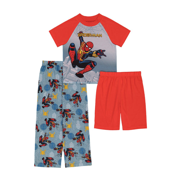 Spiderman Boys Pajamas Short Sleeve Kids PJs 3pc Set - FPI Ventures