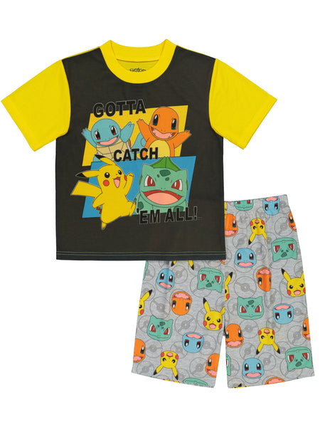 Pokemon Boys Pajamas 2pc PJ Set Kids Sleepwear, 4-10, Yellow - FPI Ventures