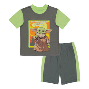 Baby Yoda Boys Pajamas 3pc Star Wars PJ Set Kids Sleepwear, 4-10, Grey - FPI Ventures