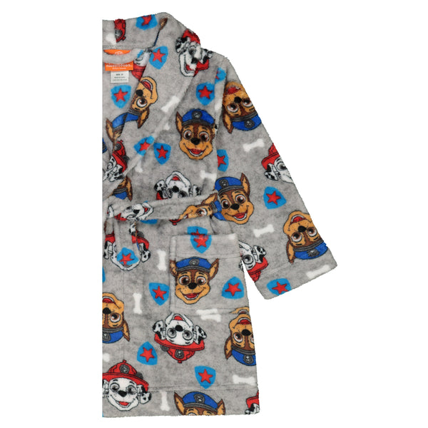 PAW Patrol Toddler Boys Pajama Robe Plush Velvet Fleece Bathrobe, 2T-4T, Gray - FPI Ventures